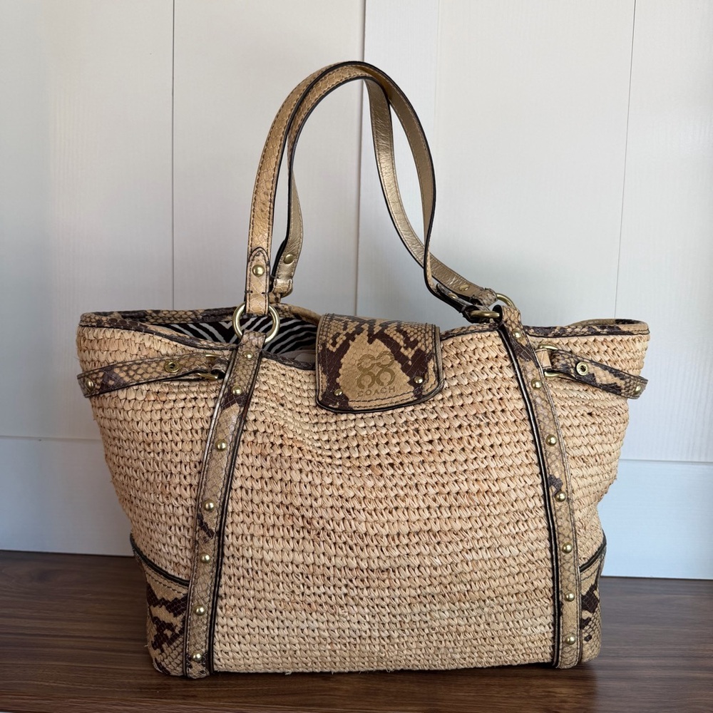 Coach Python Straw Natalie Tote Bag - image 6
